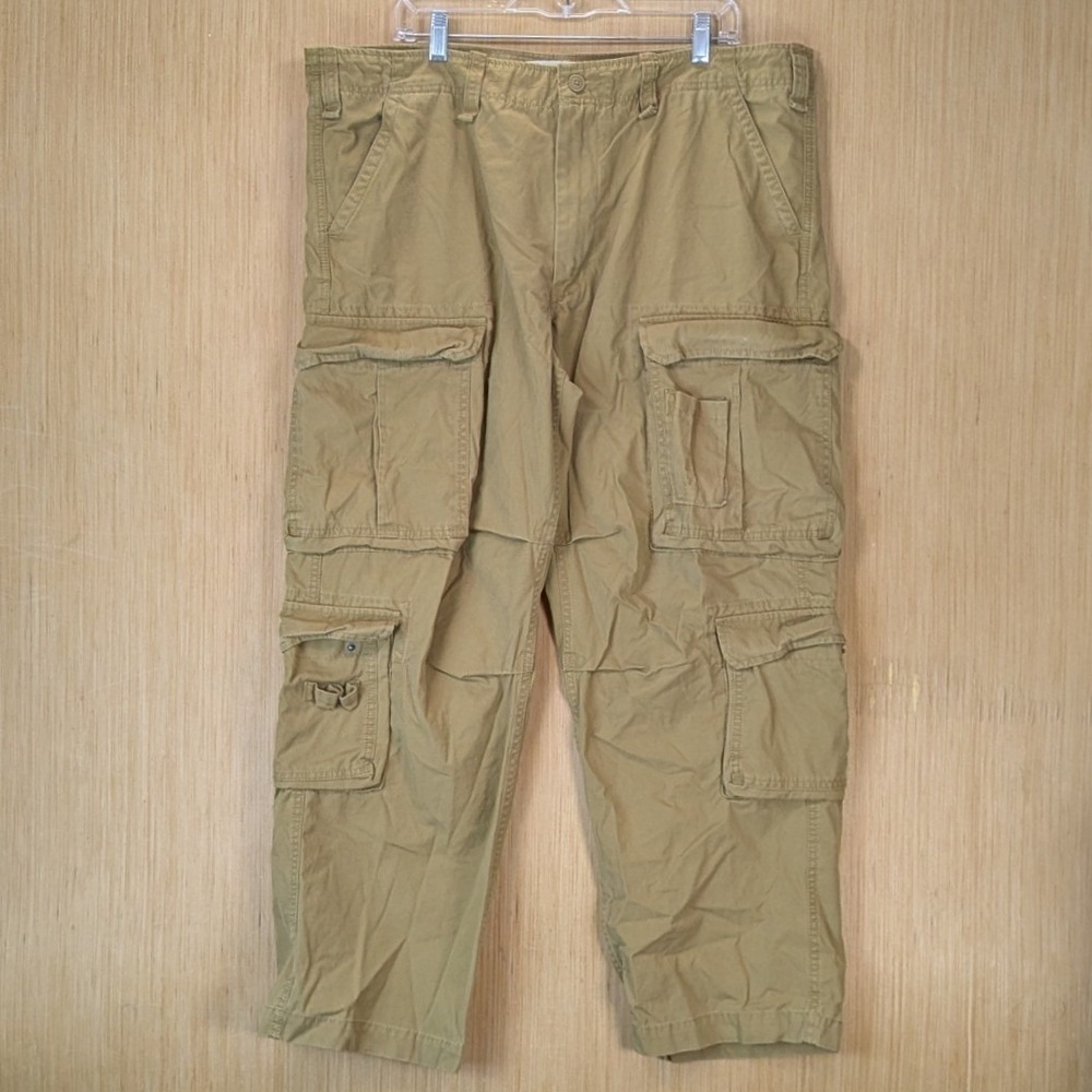 Eddie Bauer Mens Tan Khaki Cotton Utility Cargo Pants 42x30